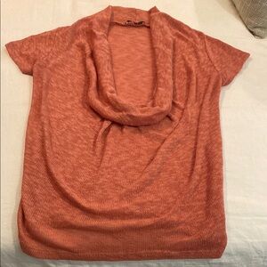 Orange Cowl Neck Sweater with Soft Draping